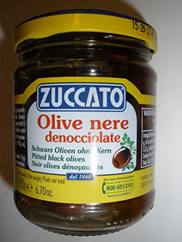 Olive Nere denocciolate in Olio, schwarze Oliven ohne Kern in Öl von Zuccato