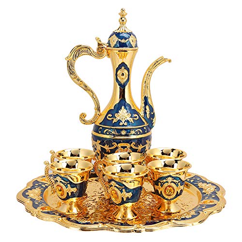 Zunate Weintopf-Set, 8-teiliges Türkisches Vintage-Wasserservierset aus Metall Inklusive 1 Weintopf, 6 Weintassen, 1 Tablett, Goldenes Teeservice Zunate Weintopf-Set, 8-teiliges Türkisches Vintage-Wasserservierset aus Metall Inklusive 1 Weintopf, 6 Weintassen, 1 Tablett, Goldenes Teeservice von Zunate