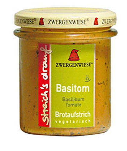 6er-VE Bio Aufstrich Basitom (Basilikum-Tomate) 160g Zwergenwiese Streich's drauf von Zwergenwiese
