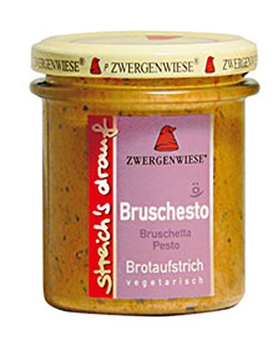 6er-VE Bio Aufstrich Bruschesto (Bruschetta Pesto) 160g Zwergenwiese Streich's drauf von Zwergenwiese