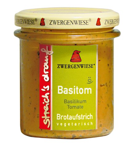 Zwergenwiese Basitom (Basilikum-Tomate) 160g Bio Brotaufstrich Vegetarisch, 6er Pack (6 x 160 g) von Zwergenwiese