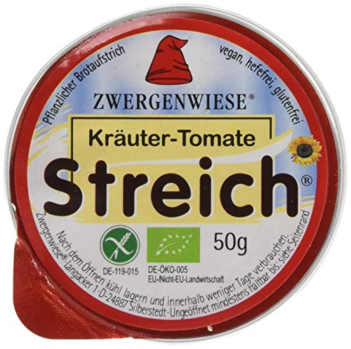 Zwergenwiese Kräuter-Tomate 50 g Bio Brotaufstrich Vegetarisch, 12er Pack (12 x 50 g) von Zwergenwiese