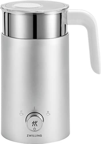 ZWILLING ENFINIGY Milchaufschäumer, Elektrischer Milchschäumer für heiße und kalte Milch sowie pflanzliche Milchalternativen, 400 ml, Silber von Zwilling