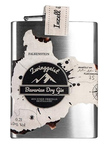 Zwinggeist - Bavarian Dry Gin - nachhaltige Herstellung, natürliche Botanicals - nach London Dry Verfahren- Gin-Geschenkset für Männer 0.2l (Falkenstein,würzig) von Zwinggeist Bavarian Dry Gin