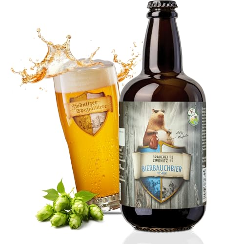 Brauerei Zwönitz Bierbauchbier® 0,75 Liter - Filtriertes Pilsner/Pils aus Sachsen/Feinherbes Bier – besondere Geschenkidee von Zwönitzer handwerklich gebraut