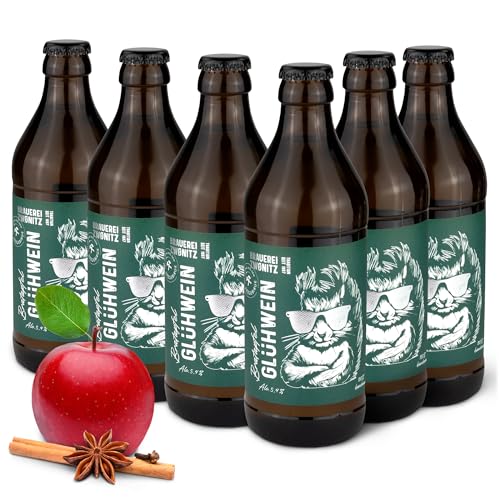 Brauerei Zwönitz Bratapfel Glühwein 6 x 330 ml/Apfel Zimt Glühwein/Bratapfel-Glühwein in schicker Flasche – Geschenkidee/Weißer Glühwein klein/kleine Glühweinflaschen von Zwönitzer handwerklich gebraut