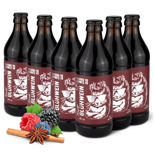 Brauerei Zwönitz Frucht Glühwein klein 6 x 330 ml/Glühwein rot aus Himbeeren, Heidelbeeren und Kirschen in schicker Flasche – Geschenkidee/kleine Glühweinflaschen/Fruchtwein von Zwönitzer handwerklich gebraut