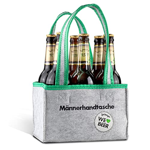 Brauerei Zwönitz Männerhandtasche aus Filz mit Zwönitzer Pils/Flaschentasche inklusive Bier als Männergeschenk zum Vatertag/Flaschenträger 6 Flaschen Pilsner Bier/Stylischer Bottlebag von Zwönitzer handwerklich gebraut