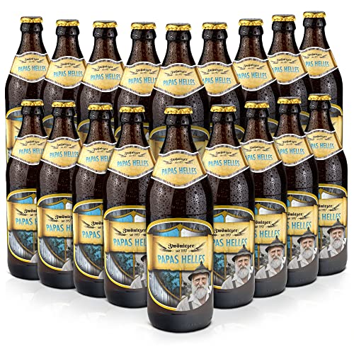 Brauerei Zwönitz Papas Helles/Helles Bier 18 x 0,5 Liter Flasche/Geschenke für Bierliebhaber/Männergeschenke/Bier aus Hallertauer Hopfen von Zwönitzer handwerklich gebraut