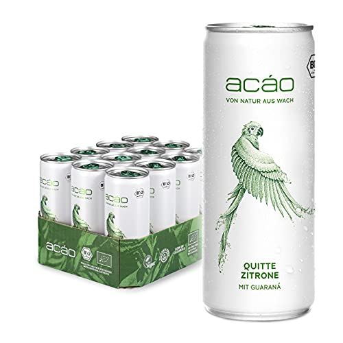 acáo Quitte-Zitrone, Bio-Erfrischungsgetränk mit Guaraná (12 × 250 ml), inkl. 3 € Pfand – die gesunde Alternative zu Energy Drinks – kalorienarm, bio-zertifiziert & vegan von acáo