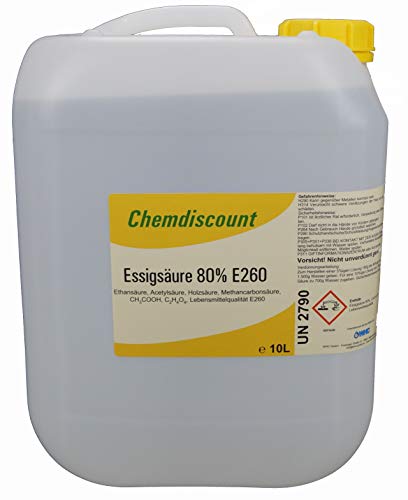 10Liter (ca. 10,7kg) Essigsäure 80% in Lebensmittelqualität E260 10Liter (ca. 10,7kg) Essigsäure 80% in Lebensmittelqualität E260 von adds4food
