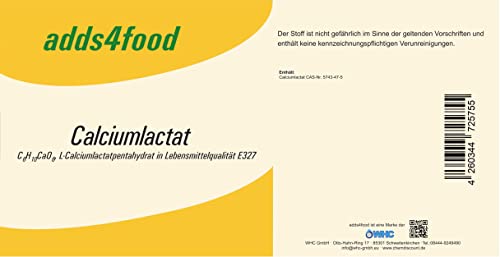 2.5kg Calciumlactat in Lebensmittelqualität E327, in einem wiederverschließbaren, luftdichten Eimer von adds4food