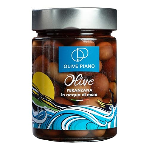 Peranzana-oliven in meerwasser glas 314ml - Ideal für Vorspeisen, Aperitifs, Salate, Pizza - Olio Piano von agricola PIANO