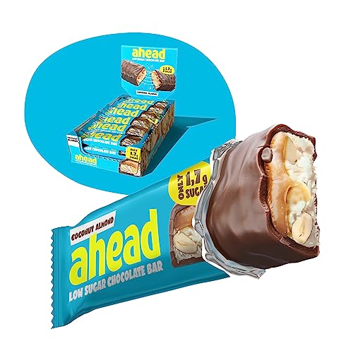 AHEAD Keto Riegel – Coconut Almond – 18 x 35g – Low Carb Riegel ohne Zuckerzusatz – nur 5g Net Carbs pro Low Carb Süßigkeit – Gesunde Snacks mit zuckerfreier Kokos Schokolade von ahead