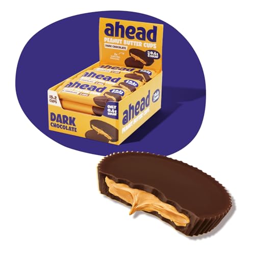 ahead Dark Chocolate Peanut Butter Cups | 15x2er Packung - 510g | 90% weniger Zucker | Dunkle Schokolade mit cremigem Erdnussmus & Meersalz | 0,4g Zucker pro Cup | Vegan & Glutenfrei ahead Dark Chocolate Peanut Butter Cups | 15x2er Packung - 510g | 90% weniger Zucker | Dunkle Schokolade mit cremigem Erdnussmus & Meersalz | 0,4g Zucker pro Cup | Vegan & Glutenfrei von ahead