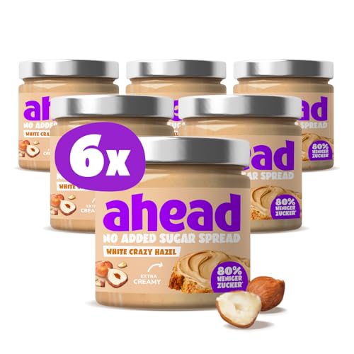 ahead WHITE CRAZY HAZEL | 6 x 200g Haselnusscreme ohne Zuckerzusatz | Super leckerer Schokoaufstrich mit 80% weniger Zucker* | Ohne Palmöl, glutenfrei & vegetarisch | Zuckerarmer Brotaufstrich ahead WHITE CRAZY HAZEL | 6 x 200g Haselnusscreme ohne Zuckerzusatz | Super leckerer Schokoaufstrich mit 80% weniger Zucker* | Ohne Palmöl, glutenfrei & vegetarisch | Zuckerarmer Brotaufstrich von ahead