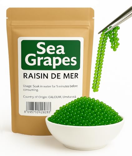 Getrocknete Meerestrauben – Grüner Kaviar der Gourmets | Algen Caulerpa Lentillifera (Umibudo) – einzigartiger und knuspriger Geschmack, verleihen Sie Ihren Gerichten Pep und einen Hauch Jod von al badil
