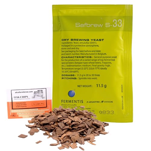 1 x Fermentis-Hefe S-33 + Eichenholz Chips, Bierhefe, Brauhefe von alcofermbrew