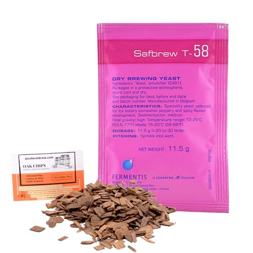 1 x Fermentis-Hefe T-58 + Eichenholz Chips, Bierhefe, Brauhefe 1 x Fermentis-Hefe T-58 + Eichenholz Chips, Bierhefe, Brauhefe von AlcoFermBrew