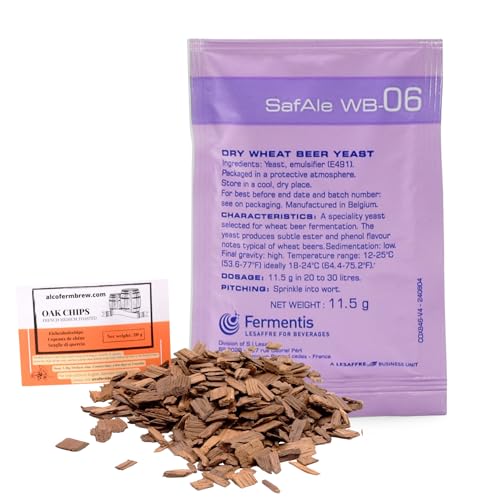 1 x Fermentis-Hefe WB-06 + Eichenholz Chips, Bierhefe, Brauhefe von alcofermbrew