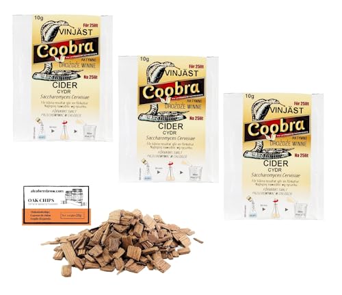 3 x Coobra Mead-Hefe 10 g/25 l + Französische Eichenchips 20g - Hefe zur Apfelweingärung, Hefe für Apfel und Birne, Weinhefe, Cider Hefe 3 x Coobra Mead-Hefe 10 g/25 l + Französische Eichenchips 20g - Hefe zur Apfelweingärung, Hefe für Apfel und Birne, Weinhefe, Cider Hefe von AlcoFermBrew