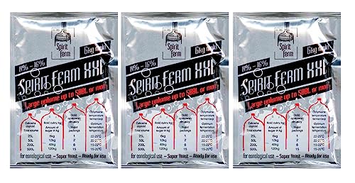 3 x Turbohefe - Spirit Ferm XXL 75g, Hefe für die Zuckergärung, Turbo Hefe, Hefe für Maische, Hefe für die Gärung, Wodka-Hefe 3 x Turbohefe - Spirit Ferm XXL 75g, Hefe für die Zuckergärung, Turbo Hefe, Hefe für Maische, Hefe für die Gärung, Wodka-Hefe von AlcoFermBrew