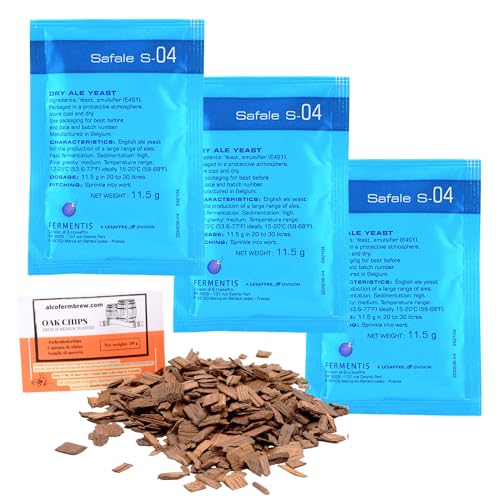 3 x x Fermentis-Hefe S-04 + Eichenholz Chips, Bierhefe, Brauhefe von AlcoFermBrew