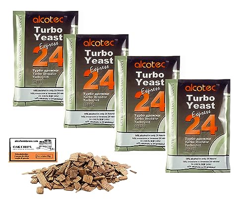 4 x Turbohefe - Alcotec Express 24-205g, Hefe zur Zuckergärung, Turbo Hefe, Hefe für Maische, Hefe für die Gärung, Wodka-Hefe von AlcoFermBrew