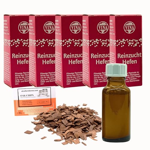 5 x Champagner Weinhefe 19ml für 50L + Eichenholz Chips, Vina Wein Hefe, Hefe für Wein, Wein Flüssighefe 5 x Champagner Weinhefe 19ml für 50L + Eichenholz Chips, Vina Wein Hefe, Hefe für Wein, Wein Flüssighefe von AlcoFermBrew