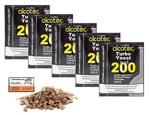 5 x Turbohefe - Alcotec Batch 200-86g, Hefe zur Zuckergärung, Turbo Hefe, Hefe für Maische, Hefe für die Gärung, Wodka-Hefe von AlcoFermBrew