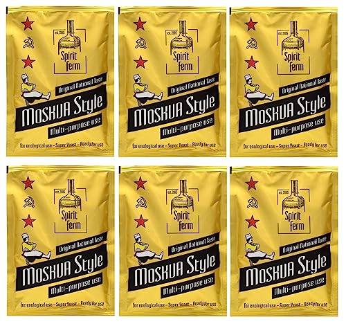 6 x Turbohefe - Moskva Style 140g, Hefe für Zucker- und Fruchtgärung, Turbo Hefe, Hefe für Maische, Hefe für die Gärung, Wodka-Hefe von AlcoFermBrew