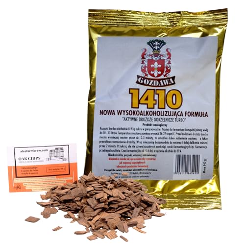 1 x Turbohefe 1410-140g + Eichenholz Chips, Turbo Hefe, Hefe für Maische, Wodka-Hefe von alcofermbrew