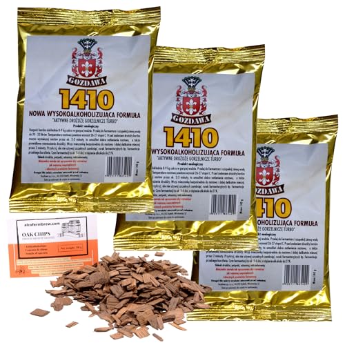 3 x Turbohefe 1410-140g + Eichenholz Chips, Turbo Hefe, Hefe für Maische, Wodka-Hefe von alcofermbrew