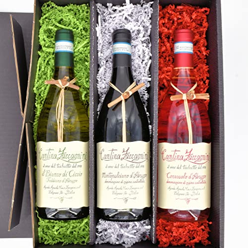 algawe Geschenkbox "d'Abruzzo" I Wein Geschenkset aus Bella Italia I Präsentkorb für Frauen und Männer I Geschenk mit Rot-, Rosé und Weißwein (3x0,75l) von algawe