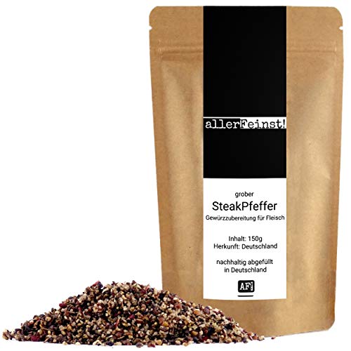 allerFeinst! - grober Steakpfeffer - Premium Gewürzzubereitung für Fleisch Rubs Dips, 1er Pack (1 x 150g) von MüMa´s