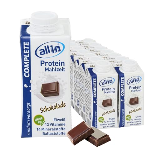 all in® COMPLETE Protein Drink Schokolade 14x 200ml - Hochkalorische Trinknahrung auf Milch-Basis | Mehrkomponenten Protein Shake Mahlzeit zur schnellen Gewichtzunahme von allin