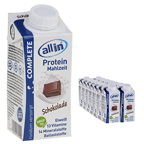 all in® COMPLETE Protein Drink Schokolade 14x 200ml - Hochkalorische Trinknahrung auf Milch-Basis | Mehrkomponenten Protein Shake Mahlzeit zur schnellen Gewichtzunahme von allin