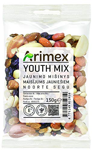 Arimex Jugend Nuss und Trockenfrüchte Mix mit Erdnüssen, Mandeln, Haselnüsse, Sultaninen und Rosinen, 150 g von Arimex