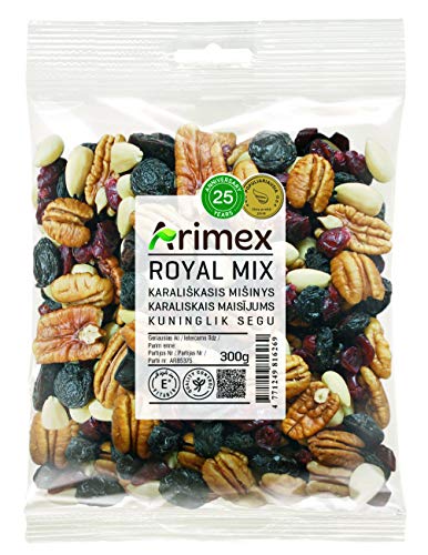 Arimex Königsmutter und getrocknete Früchte-Mix mit Pekannüsse, Mandeln, getrocknet Cranberries und Jumbo Rosinen, 300 g von Arimex