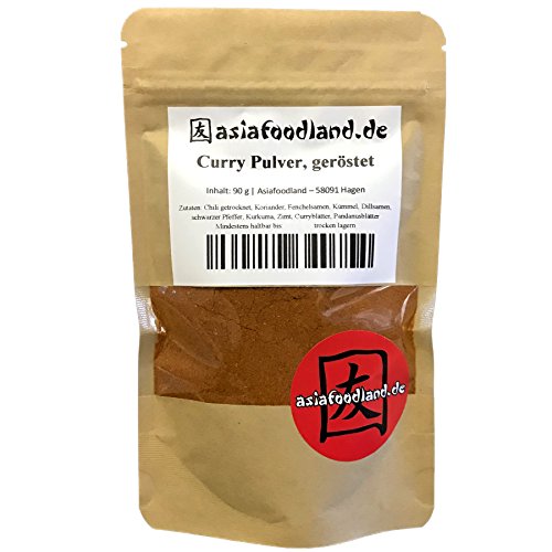Asiafoodland - Curry Pulver - geröstet - sehr delikat und hochwertig, 1er Pack (1 x 90g) von asiafoodland.de