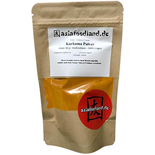 Asiafoodland - Kurkuma / Curcuma - Haldi - Tumeric - Gelbwurz - Pulver, 1er Pack (1 x 80 g) von asiafoodland.de