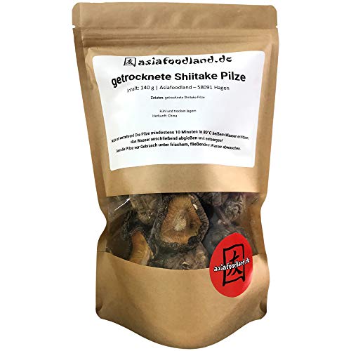 Asiafoodland - getrocknete Shiitake Pilze - Großpackung, 1er Pack (1 x 140g) von asiafoodland.de