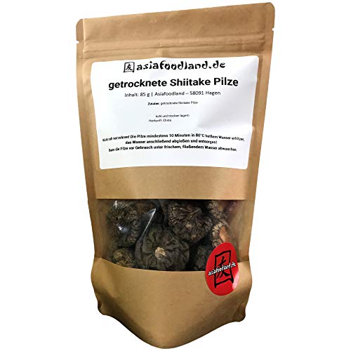 Asiafoodland - getrocknete Shiitake Pilze - wiederverschließbare Packung, 1er Pack (1 x 85 g) von asiafoodland.de
