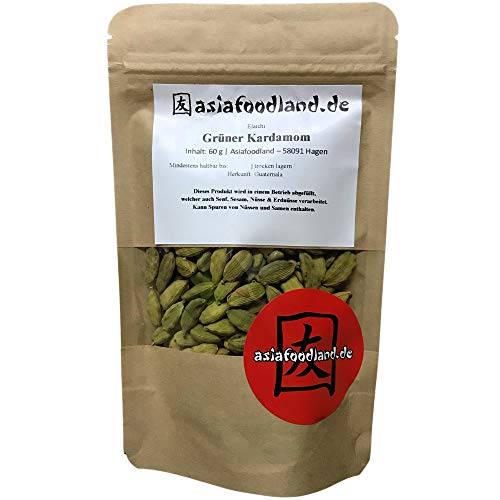 Asiafoodland - grüner Kardamom - ganz - Elaichi, 1er Pack (1 x 60 g) von asiafoodland.de