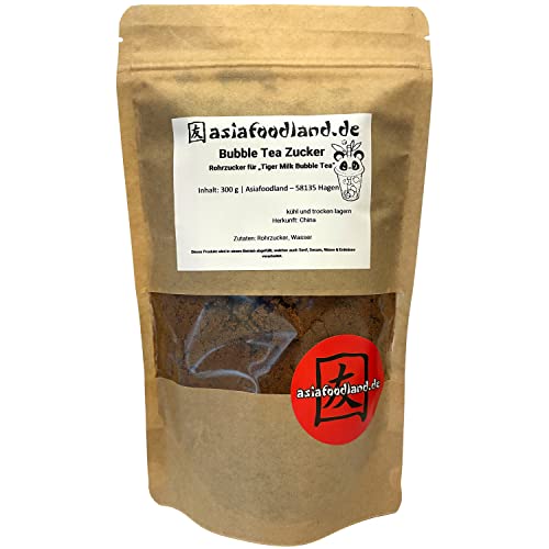 Bubble Tea Zucker - brauner Muscavado Rohrohrzucker für z.B. Tiger Milk Bubbletea - Rohrzucker für Bubbletee, 1er Pack (1 x 300g) von asiafoodland.de