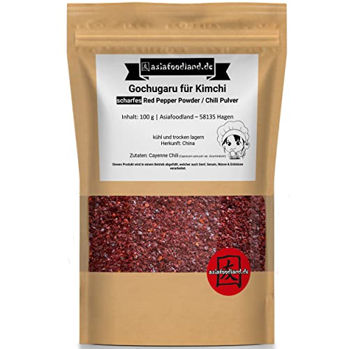 asiafoodland - Gochugaru - Chili Pulver für Kimchi - scharf / hot - Red Pepper Powder, 1er Pack (1 x 100g) von asiafoodland.de