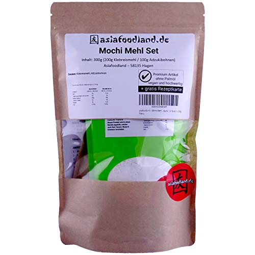 asiafoodland - Mochi Mehl Set - Mochis einfach selber machen - inkl. Adzukibohnen und gratis Rezeptkarte, 1er Pack (1 x 300g) von asiafoodland.de