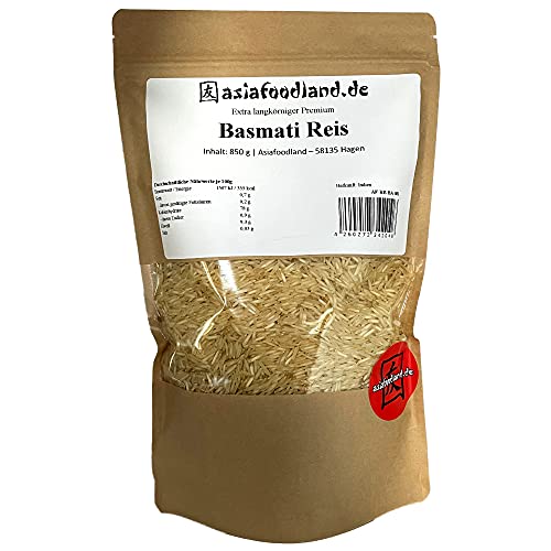 asiafoodland - Premium Basmati Reis - extra long grain rice - Absoluter extra langkörniger Premium Basmati Duftreis, 1er Pack (1 x 850g) von asiafoodland.de