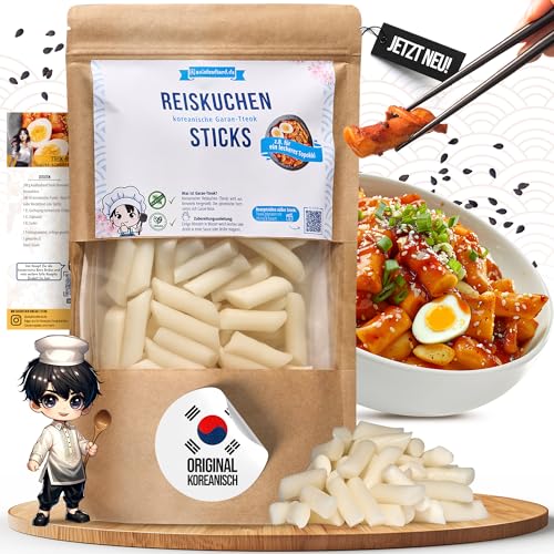 asiafoodland - Reiskuchen natur - Reis Sticks - Rice Cake - Reisnudeln - für z.B. Tteok-bokki / Topokki, 1er Pack (1 x 400g) Glutenfrei von asiafoodland.de