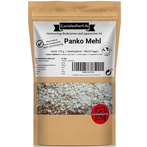 Asiafoodland - Premium Panko - Paniermehl – ohne Palmöl, ohne Zusatzstoffe, vegan - Panierbrot - Brotkrumen nach japanischer Art, 1er Pack (1 x 275g) von asiafoodland.de